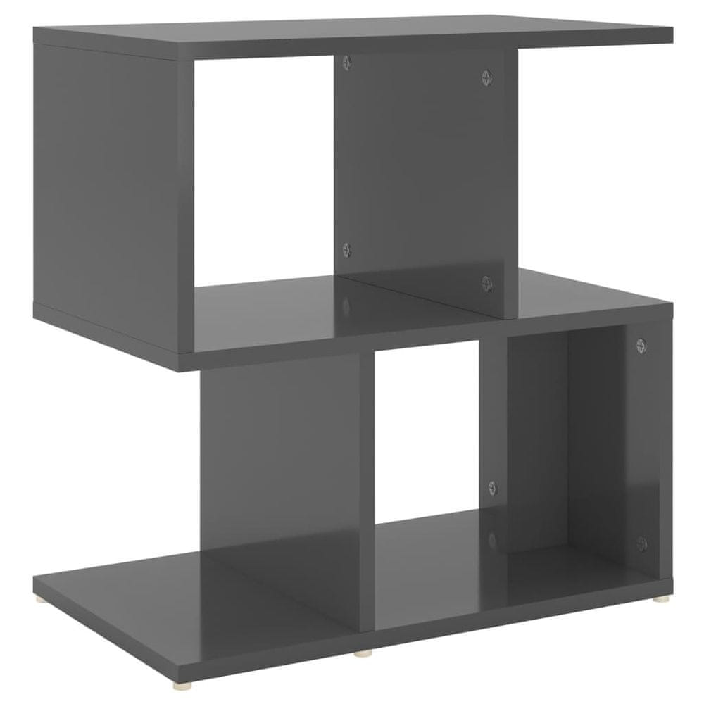 Vidaxl Nočný stolík lesklý sivý 50x30x51,5 cm drevotrieska